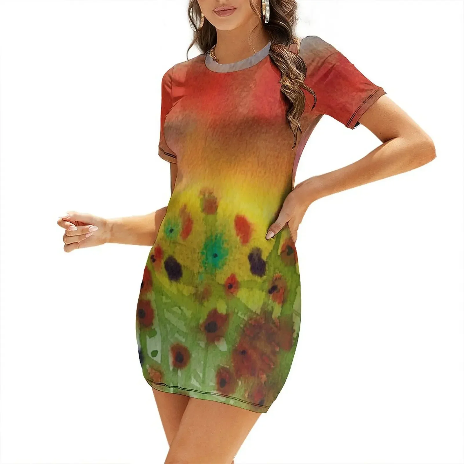 

Flowers Blooming in the Spring Short-Sleeved Dress Evening dresses dress for women summer summer dress daily