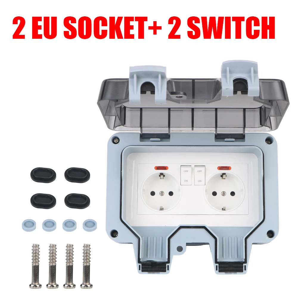 Dubbel Eu Stopcontact Voeding Schakelaar Socket 16a Buitenmuur Stopcontact Met Usb Opladen Voor Huis & Tuin Ip66 Weerbestendig