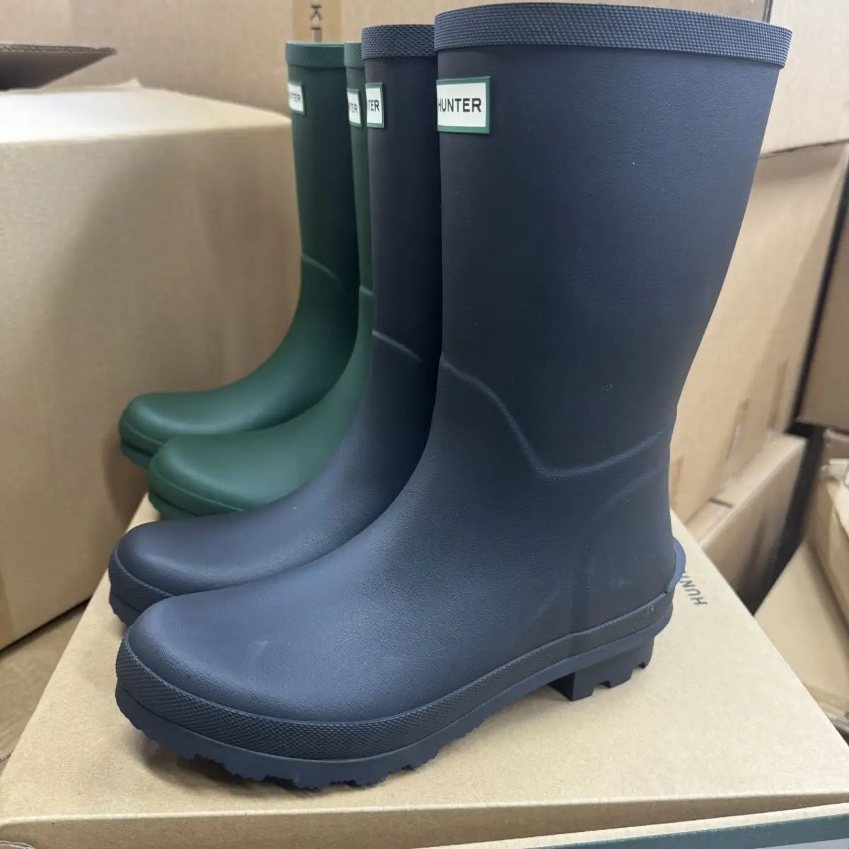 Hunter Mid-calf Green Wellington Series Versatile Unisex Boots Rain Snow Beach Seaside Classic Waterproof Outdoor Rubber