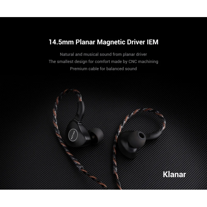 KEFINE Klanar 14.5mm Planar Magnetic Driver Hifi Wired IEM Earphones with CNC Metal  Housing & Detachable 0.78 2pin 3.5mm Cable