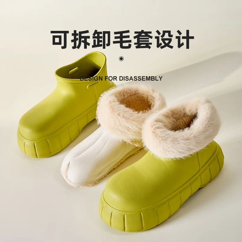 Girls Waterproof Snow Boots Winter Women Outdoor Cotton Shoes Thick Sole Platform Ladies Warm Plush Short Booties Furry Shoes