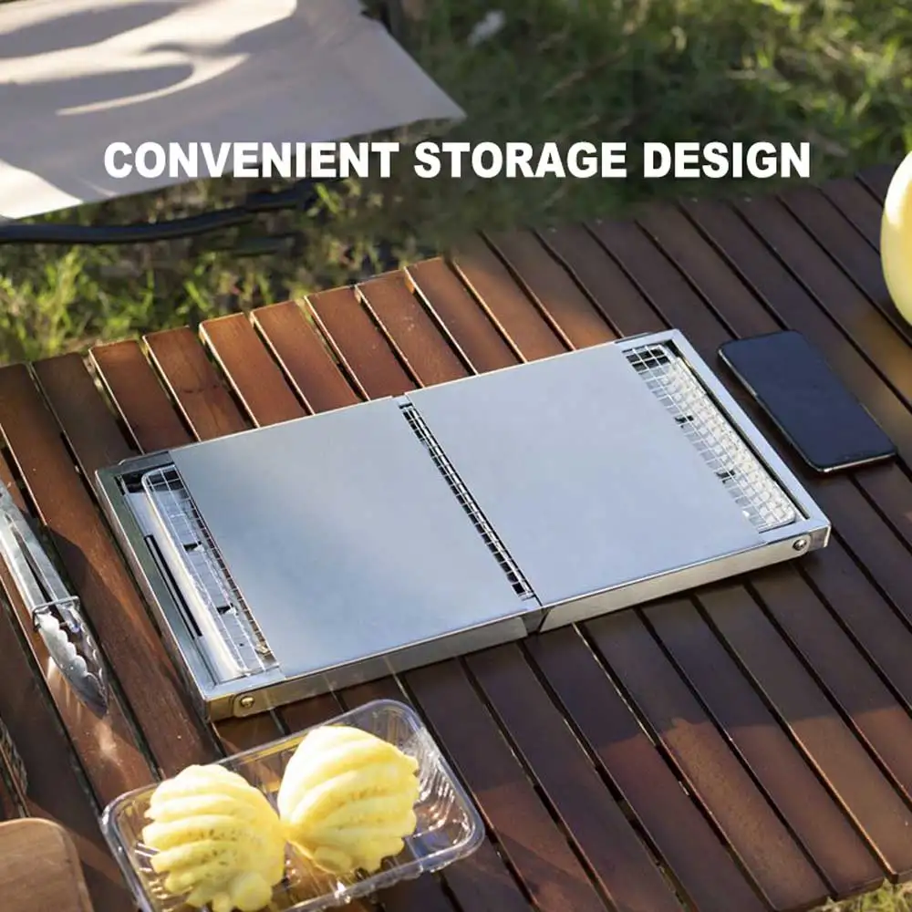 

Машина для барбекю для кемпинга, уличная портативная печь для барбекю, складная стойка для гриля, сковорода из нержавеющей стали