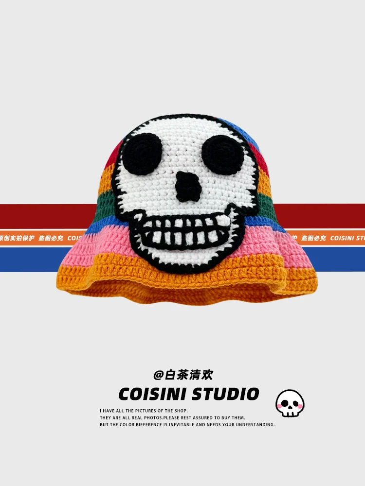 2025 New Halloween skull head hip-hop pattern Knitting Beanies Hat Men Women Paragraph Quality Cap Y2k Warm Fashion Cold Cap