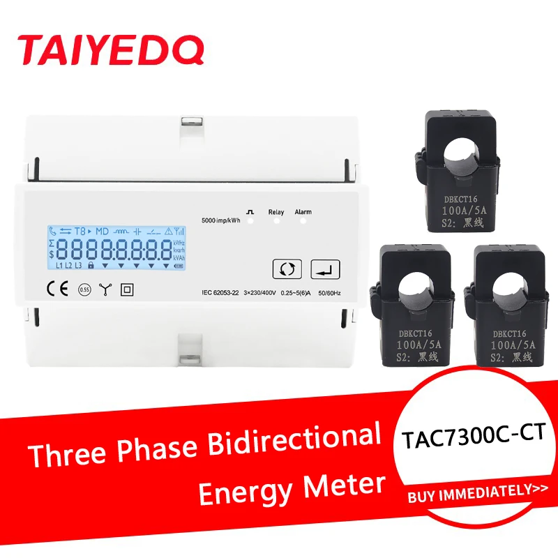 

Three Phase Consumption Meter DIN Rail Multi Function Energy Meter RS485 Modbus SDM TAC7300C-CT 16mm CT Connected