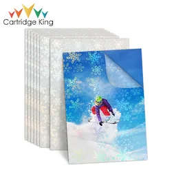 10 Sheets Cold Lamination Film Photo Sticker A4 Holographic Sand Foil Adhesive Tape Half Transparent Snowflake Pattern DIY Card