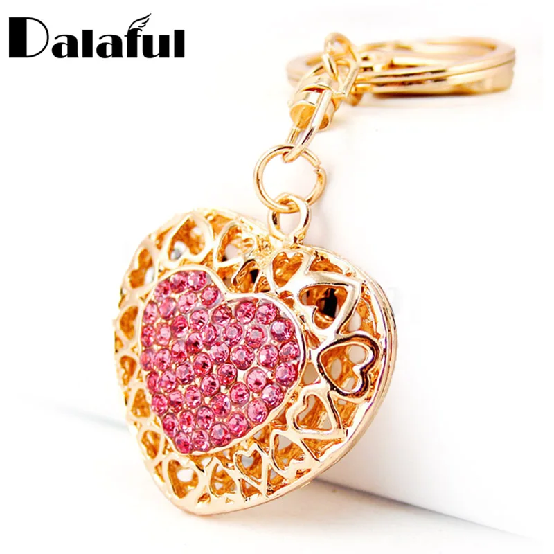 Exquisite Hollow Out Love Heart Key Chains Rings Holder For Lovers Sweetheart Pendant For Car Keyrings KeyChains K290