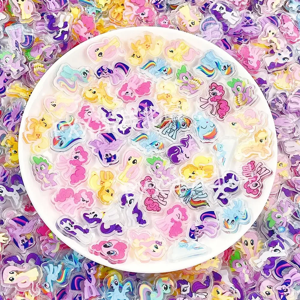 My Little Pony Material 2Cm Single Layer Acrylic Anime Cartoon Diy Phone Case Flowing Hemp Keychain Pendant Accessories Gifts