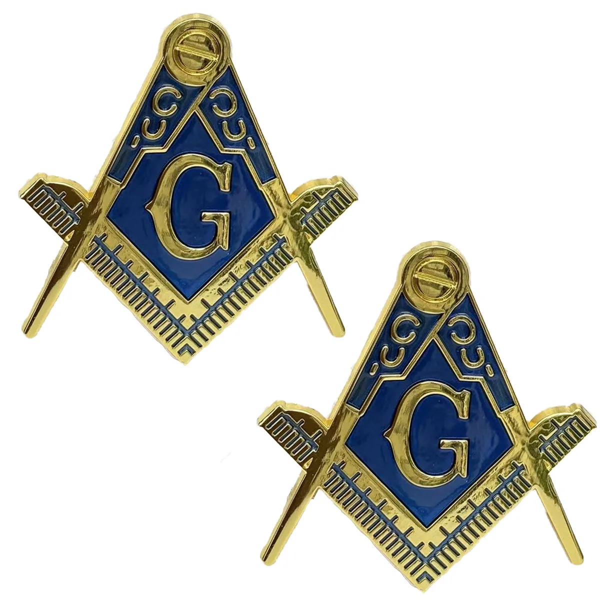 

2pcs Masonic Car Emblem Compass Auto Truck Metal Decal, Mason Square Auto Motorcycle Gift Automobile Decoration Accessories