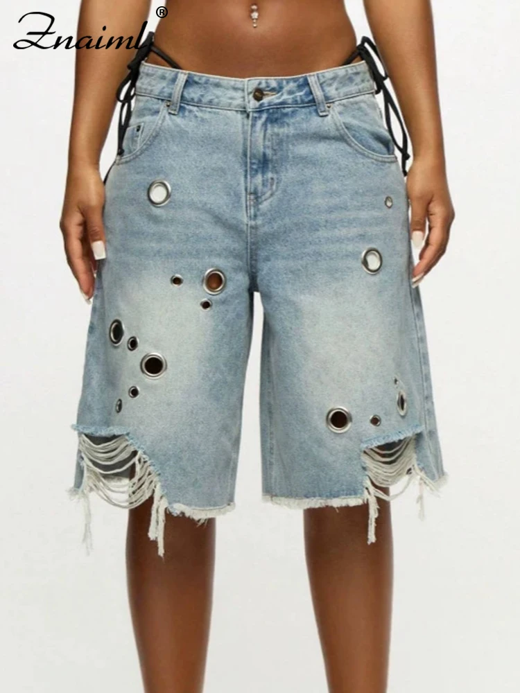 Znaiml Chic Camouflage Bermuda Shorts for Women High-Waisted Distressed and Perfect for a Day at the Beach Shopping or Hiking