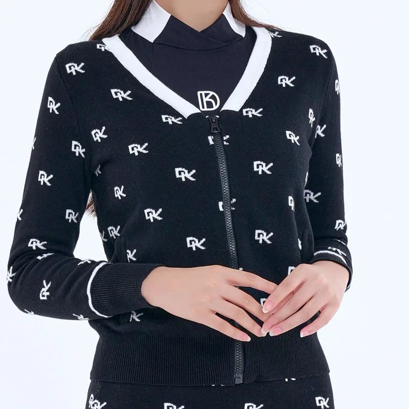 Golfkleding 2024 Winter Nieuwe Cardigan Sweater Top Shirt Gebreide Rok Dames Sportkleding Badminton Tennis Warm Fitness Pak