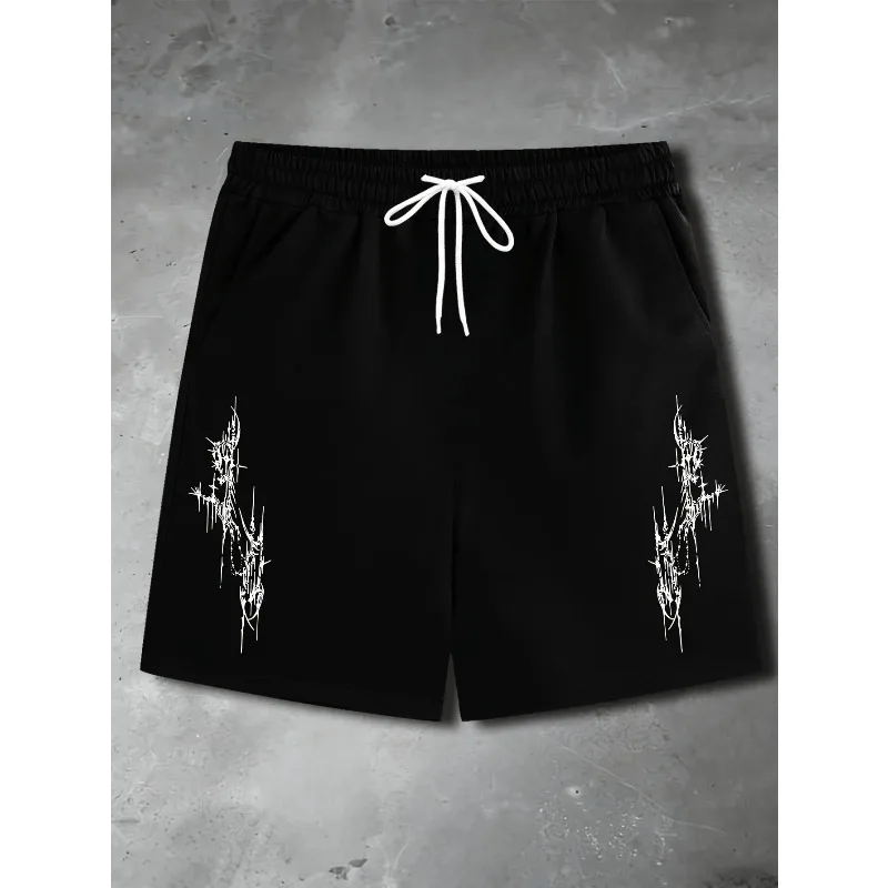 Men's Gothic style nail print shorts, street style, comfortable, suitable for summer outdoor sports, daily casual wear