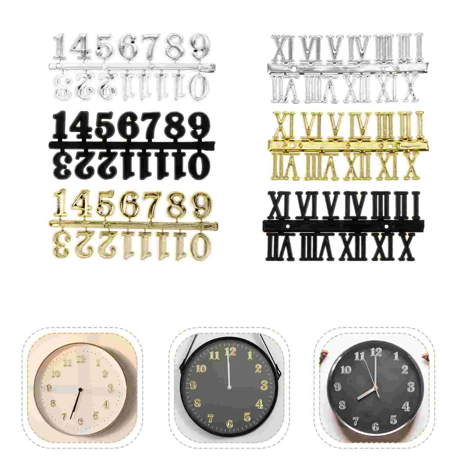 6 Pcs Wall Clock Accessories Roman Number Replacement Parts for Numerals Vintage Plastic