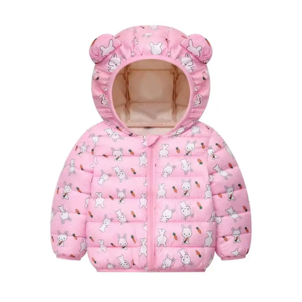 Lightweight Down Jackets for Children, Cartoon Printing, Warm Cotton Coat, Top Clothes for Kids, Girls and Boys, Outdoor,Winter