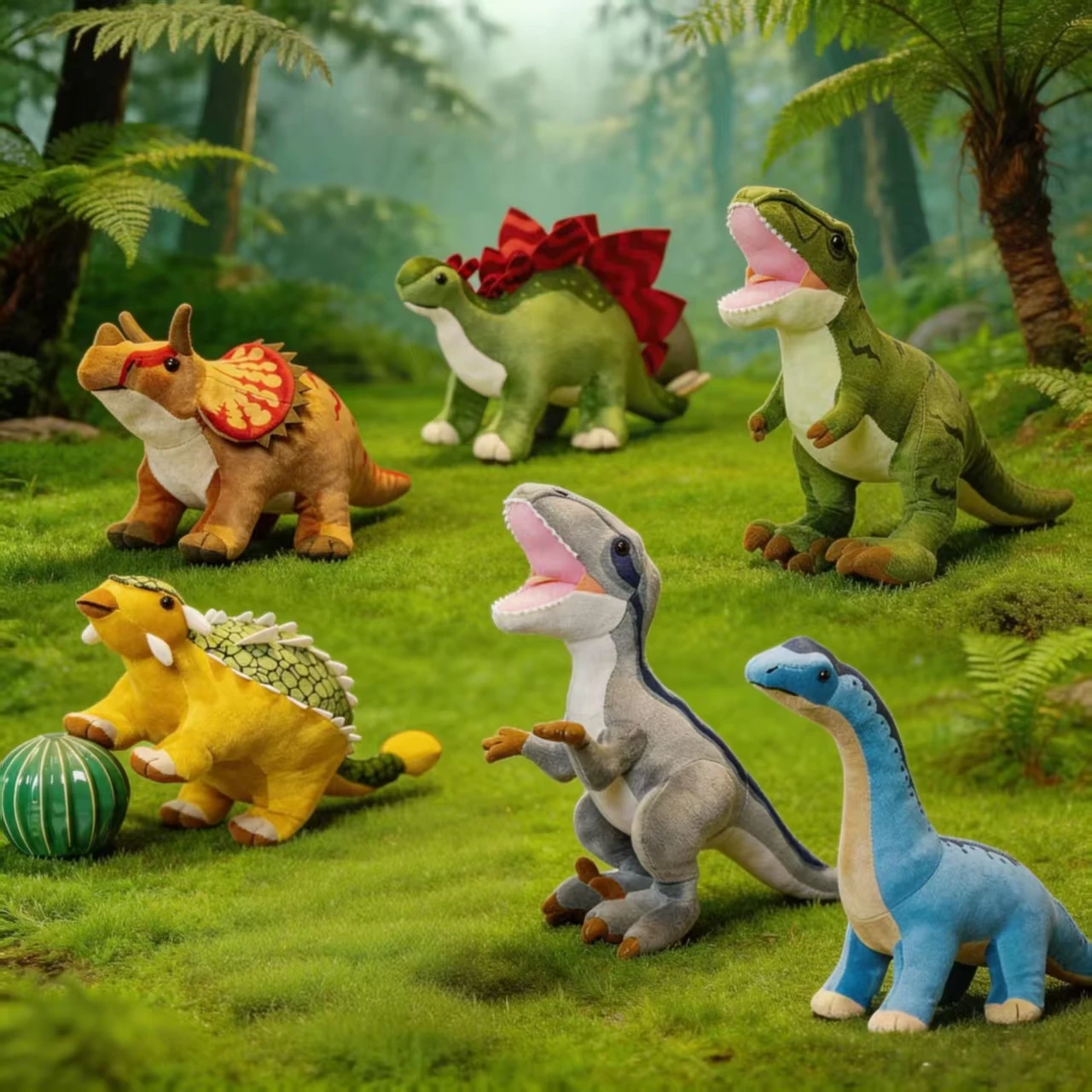 

Realistic Dinosaur Plush Toys–T-Rex & Triceratops Stuffed Animals, Soft Cuddly Gifts for Kids, Perfect Holiday Present for Boys