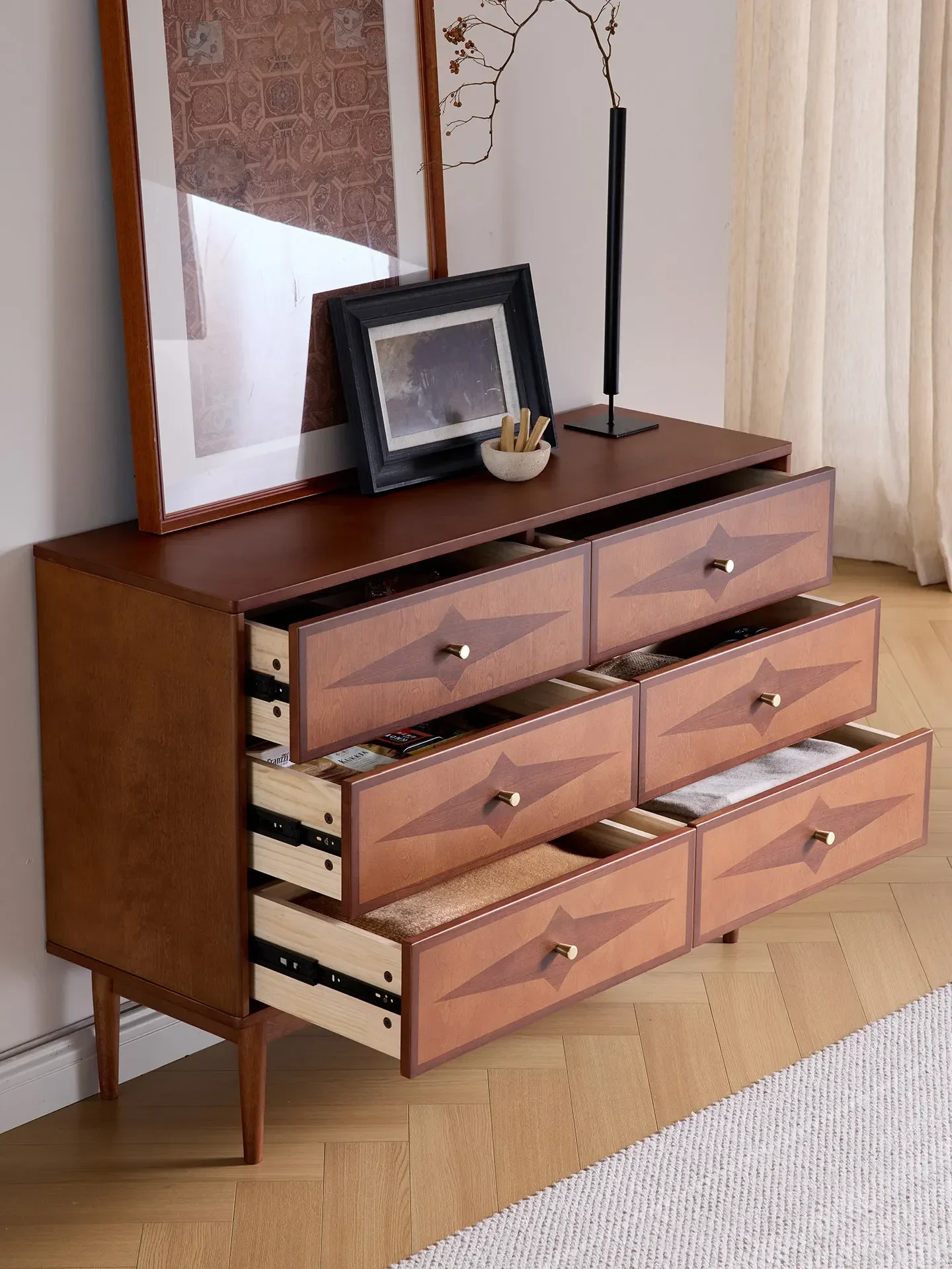 l23 medieval style solid wood storage living room bedroom against the wall retro bedside drawer vertical cabinet