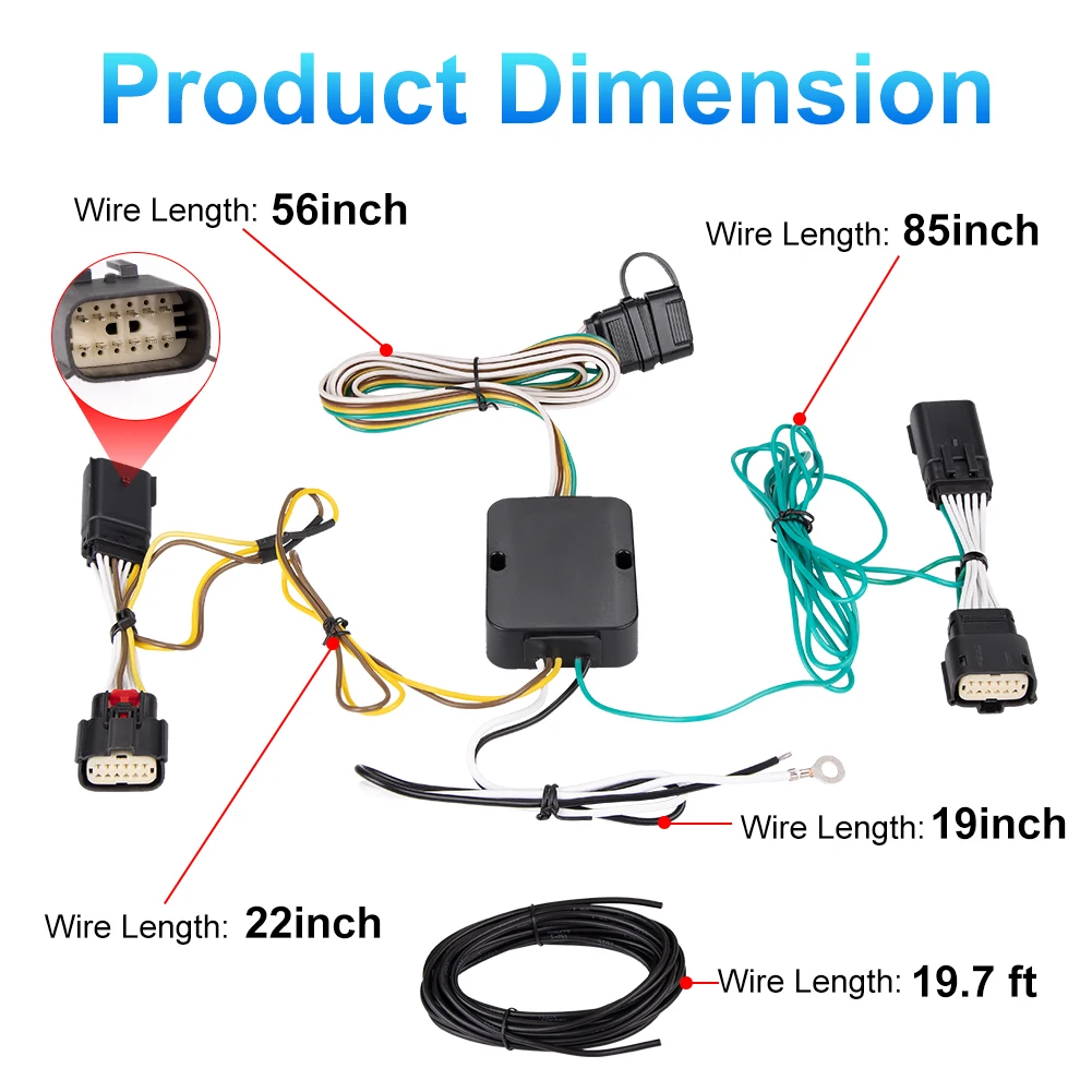 

FISHBERG 4-pin Harness Trailer Connector For Jeep Wrangler Jl 2018-2022 Trailer lines For Jeep Gladiator 2020-2022 56407