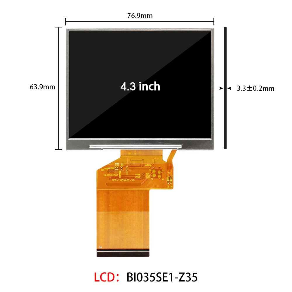 3.5inch Lcd display with control panels 320*240 resolution TFT 350 brightness BI035SE1-Z35