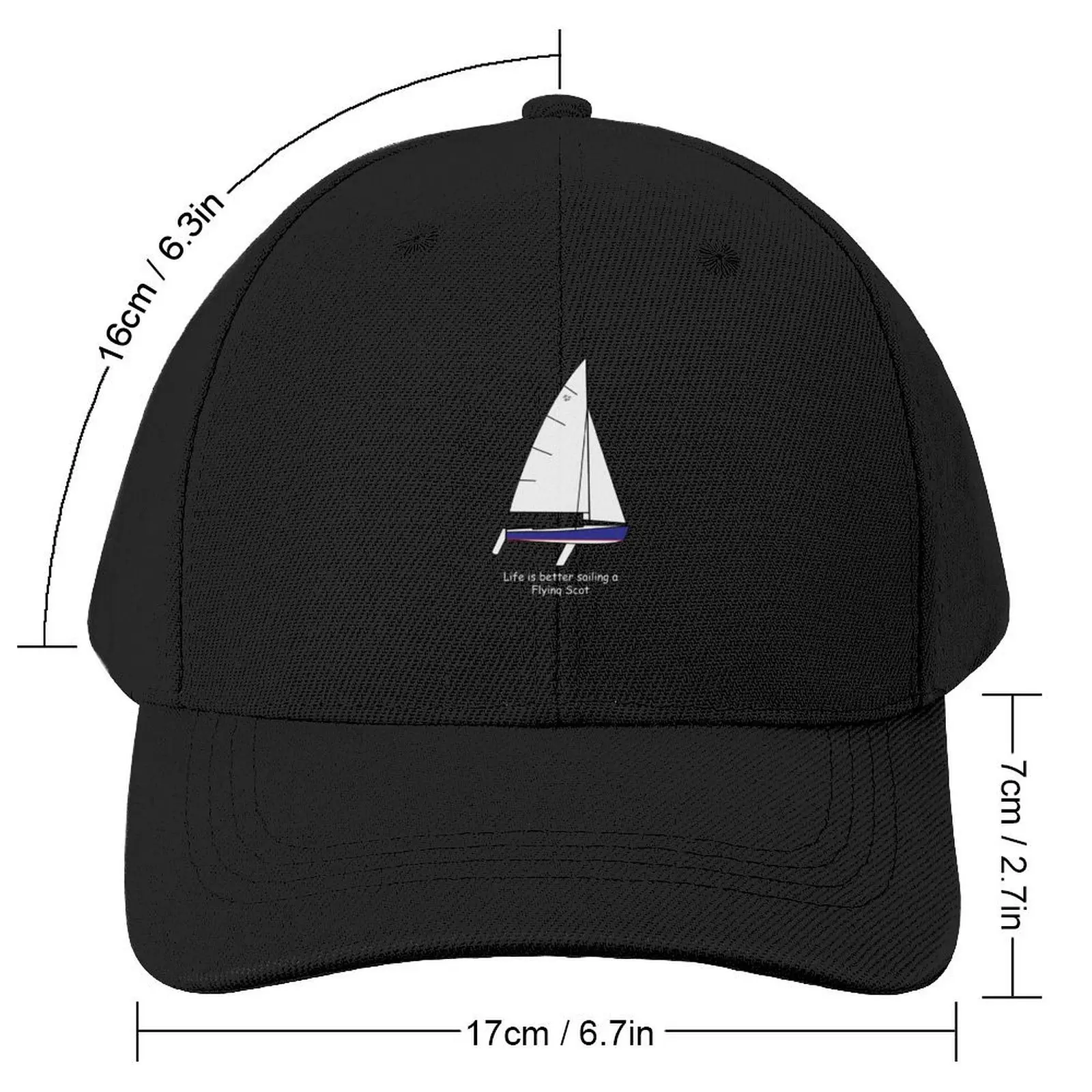 Flying Scot sailboat - Life is better sailing a Flying Scot Baseball Cap Golf Hat hiking hat tea Hat Mens Women's