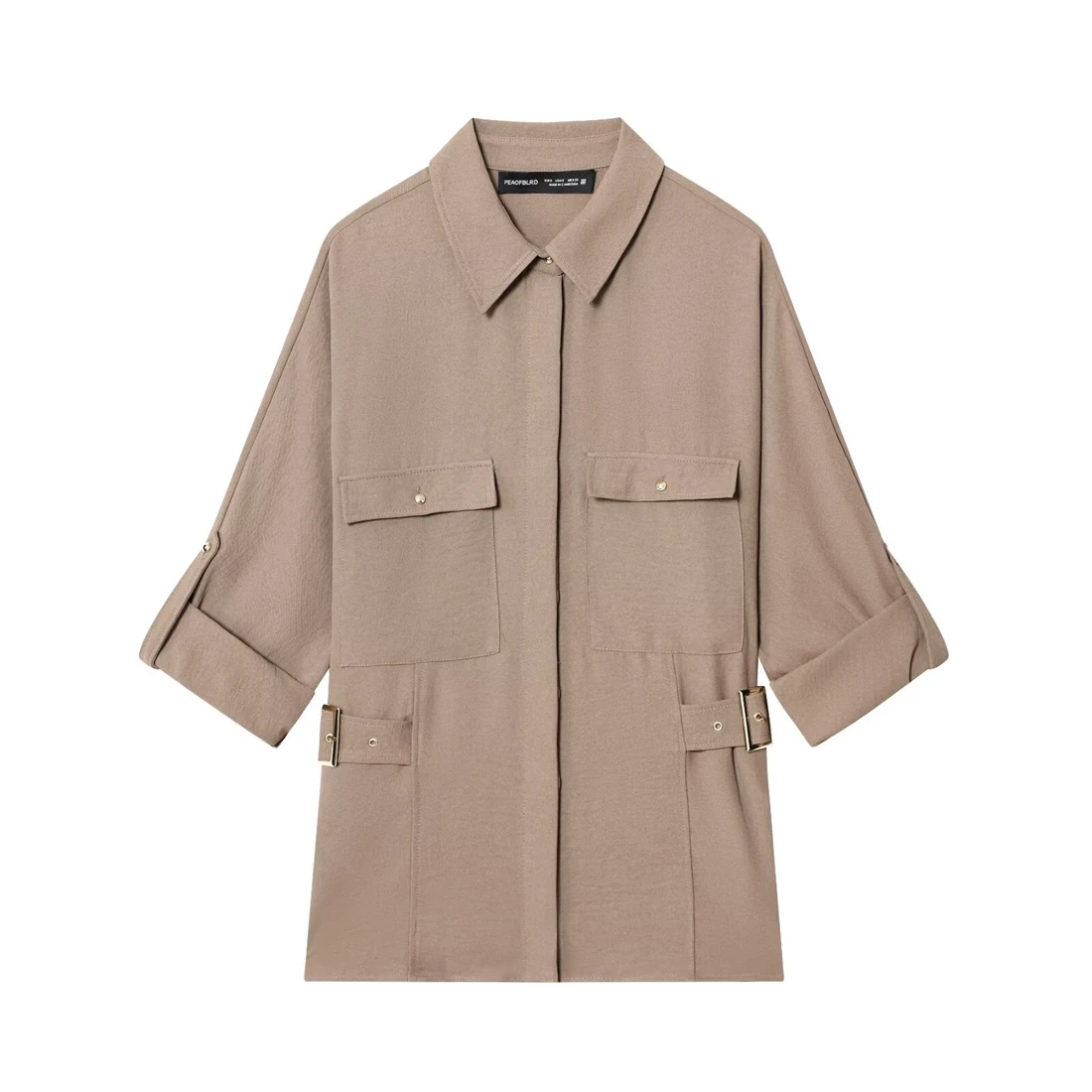 

Women's Fashion Side Button Safari Dress Model Shirt And Draped Wide Leg Pants Set Casual Chic Outfit