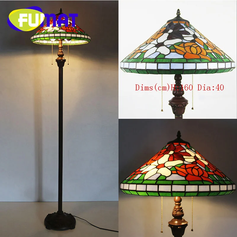 

FUMAT Tiffany European style glass floor lamp Decor living room study bedside exhibition hall net red standing lamp