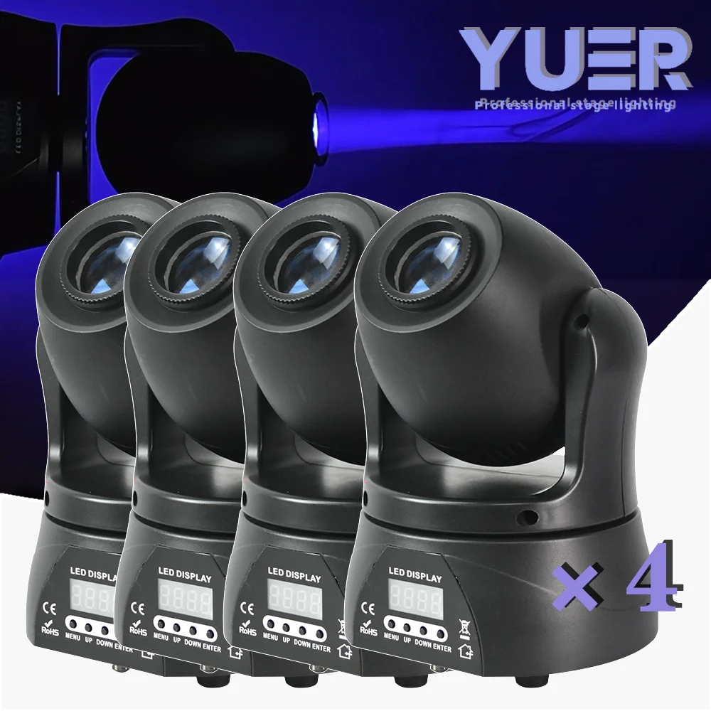 

Yuer 4pcs/Lot 30W LED Gobo Moving head RGBW Spot light beam Stage effect light DMX512 Auto Sound control for DJ Disco bar KTV