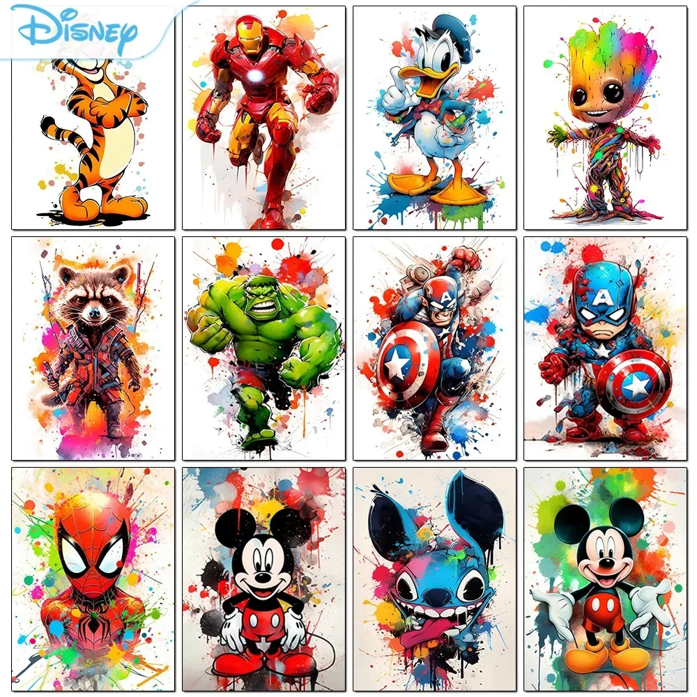 Pintura de diamante artesanal de Disney, Mickey, Spider-Man, mosaico completo de diamantes, bordado de dibujos animados, Buzz Lightyear, punto de