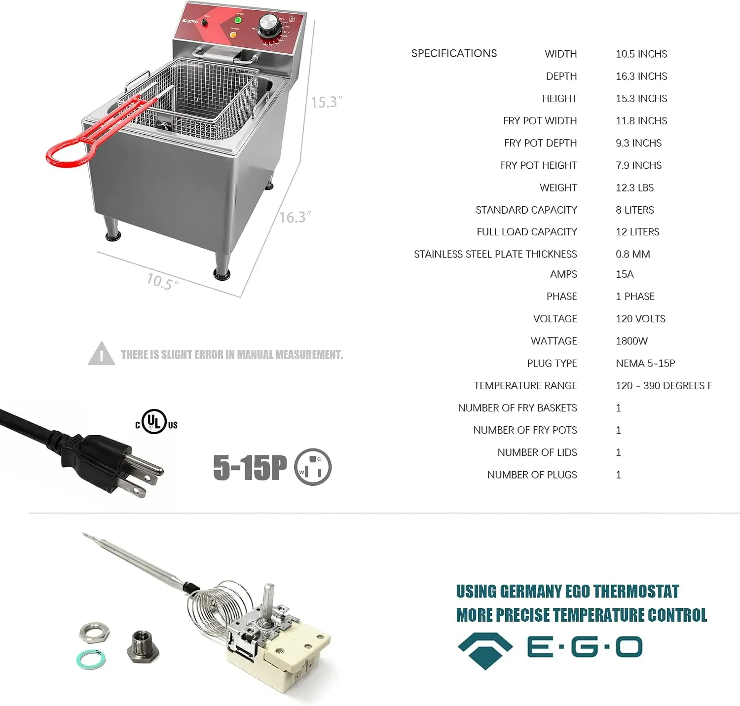 ^Deep Fryer with Basket Commercial 12L Electric Countertop Fryer Stainless Steel Deep Fryers for Restaurant Home Use with Extra