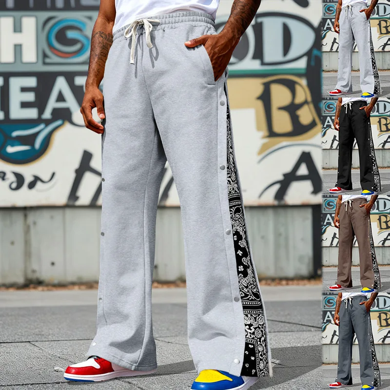 

Pants Men's Autumn New American Heavy Hip Hop Straight Cashew Nut Buckle Men's Casual Pants