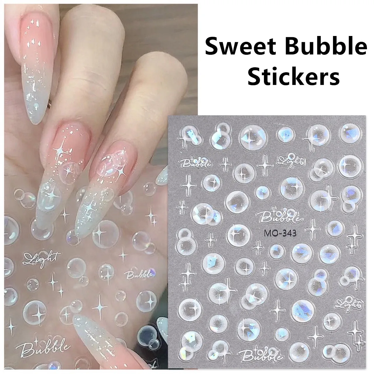 

Art Cute Sweet colored bubbles Nail Sticker Water Decal Nail Sticker Press on Cute Expression Decal Stickers Nail Decoration