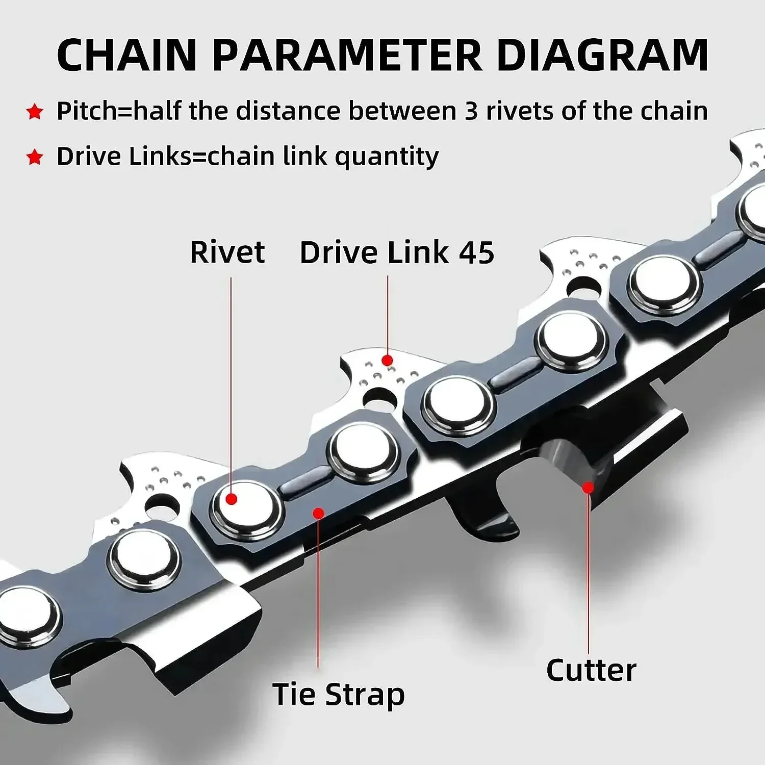 1Pc 12 Inch Chainsaw Chains 3/8 LP Pitch 050 Gauge 44/45 Drive Links 12\