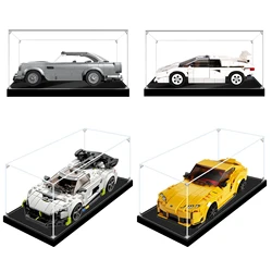 Acrylic Display Case for Lego/Figures/Toy/Gundam/Car, Clear Acrylic Box Assemble Dustproof Protection Showcase with Black Base