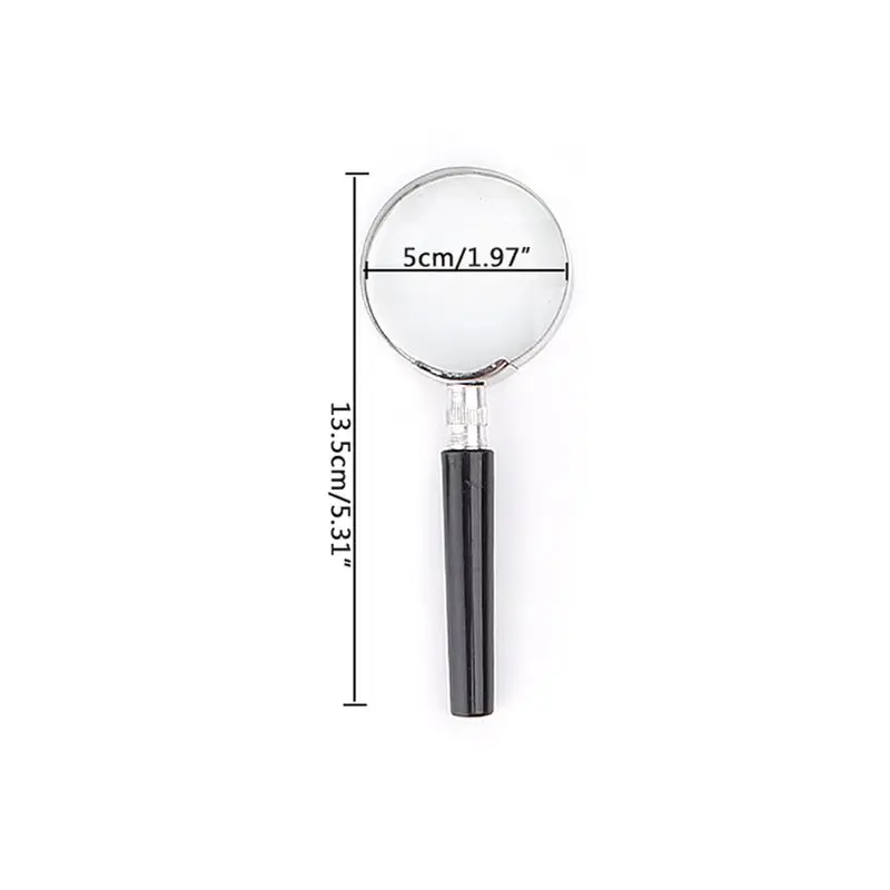 3 Sizes Glass 5X Portable Magnifier Metal & Plastic Magnifier Eye Glass for Seniors Children 50/60/90mm