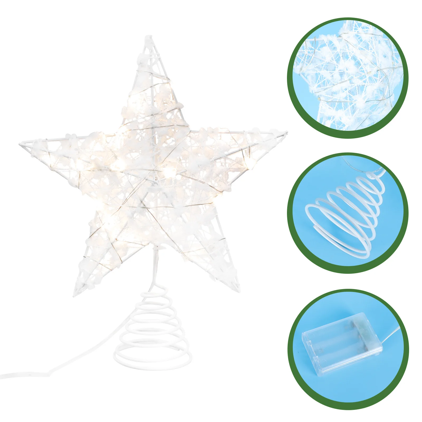 

1pc Luminous Topper Star For Christmas Tree Iron Craft Xmas Treetop Ornament Festival Decoration Lamp Xmas Tree Decor Prop Iron