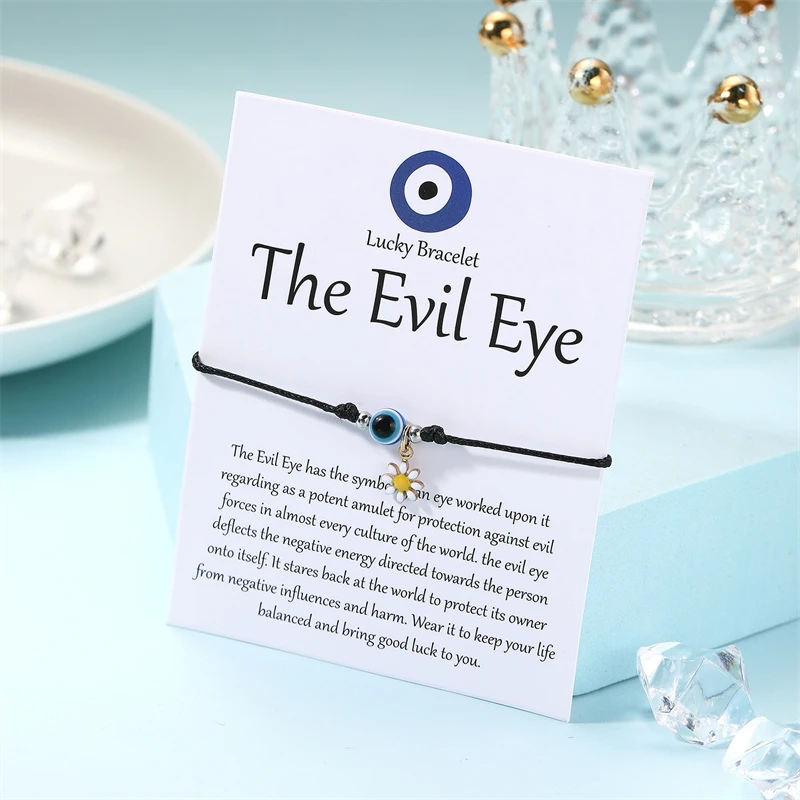 Turkish Style Blue Evil Eye Daisy Bracelet For Women Men Lucky Red Black Rope Handmade Adjustable Jewelry For Boys Teens Baby