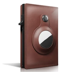 Airtag Card Bag Luxury Genuine Leather Wallet Cowhide RFID Blocking ID Credit Card Holder Business Men Purse With Airtag Holder