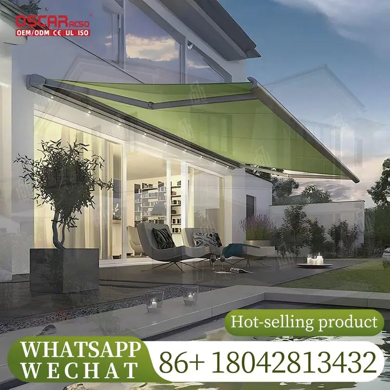 

Heavy Duty Retractable Aluminum Awning Canopy Full Cassette Folding Arm Awning for Patio Garden Terrace Retractable Awning