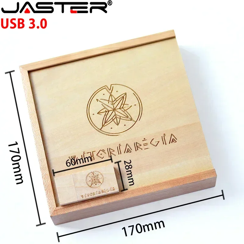 JASTER 5 PCS/LOT Wooden Photo Box USB 3.0 Flash Drives 128GB 64GB Pen Drive Free Logo Wedding Gift Memory Stick 32GB 16GB U Disk