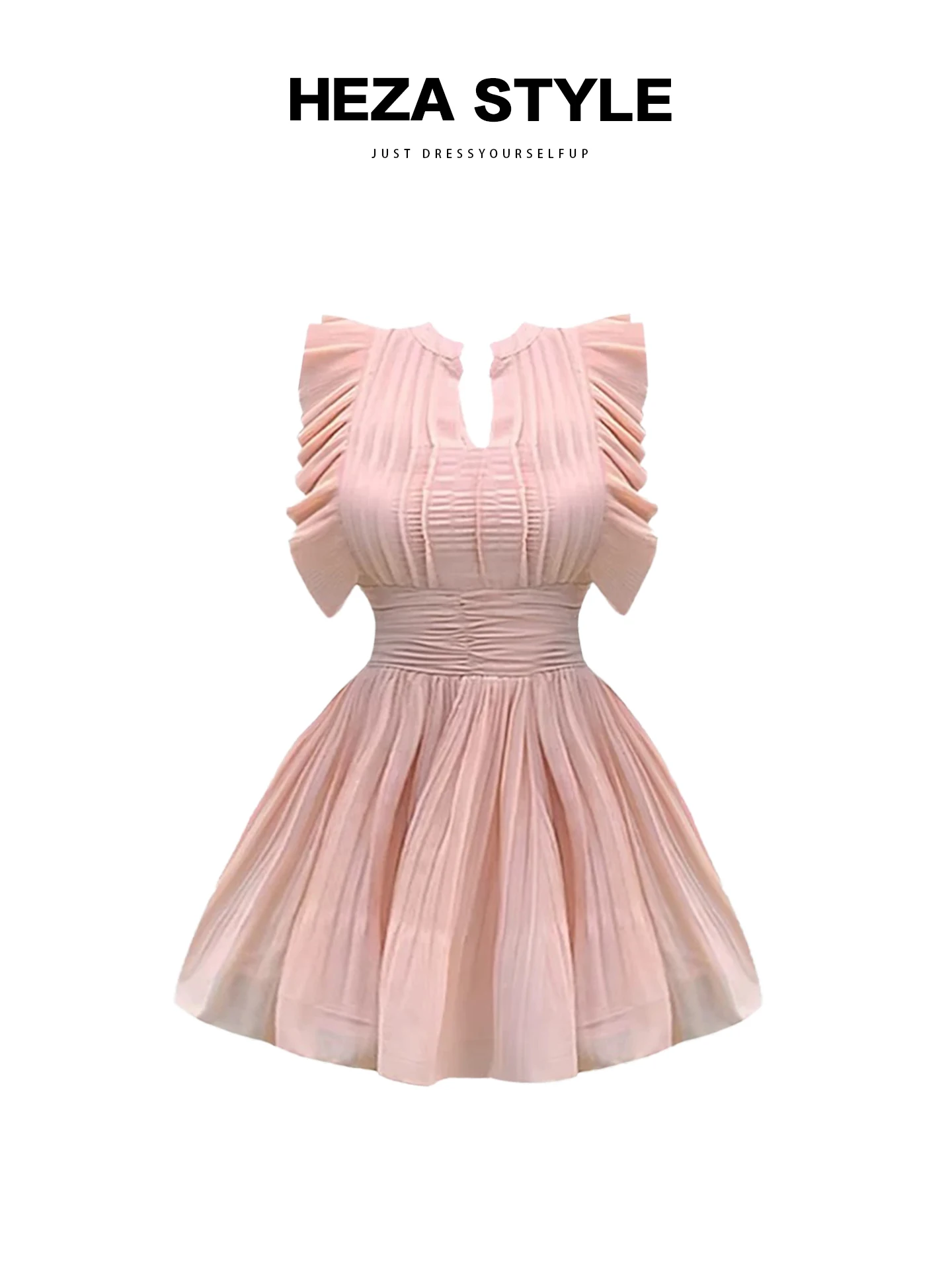 HEZA Sweet Young Pink Lace Trim Dr Women's Summer High Waist A-Line ort Skirt Gentle Sle plus Size Soft Chiffon Dr