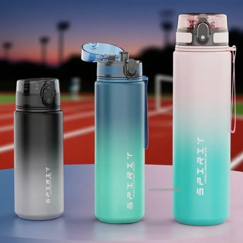 500ML/750ML/1000ML Sports Water Bottle Motivational Leak Proof Portable Reusable Plastic Cups Outdoor Travel Gym Jugs