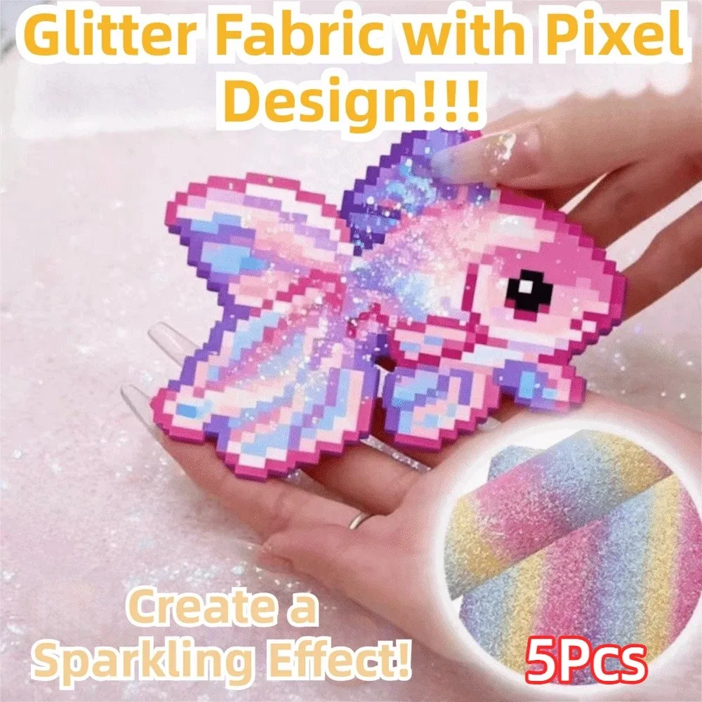 5Pcs Fuse Beans Rainbow Glitter Baking Cloth Shining Gradient Heat Resistant Ironing Sheets High Temperature Resistant Heatproof