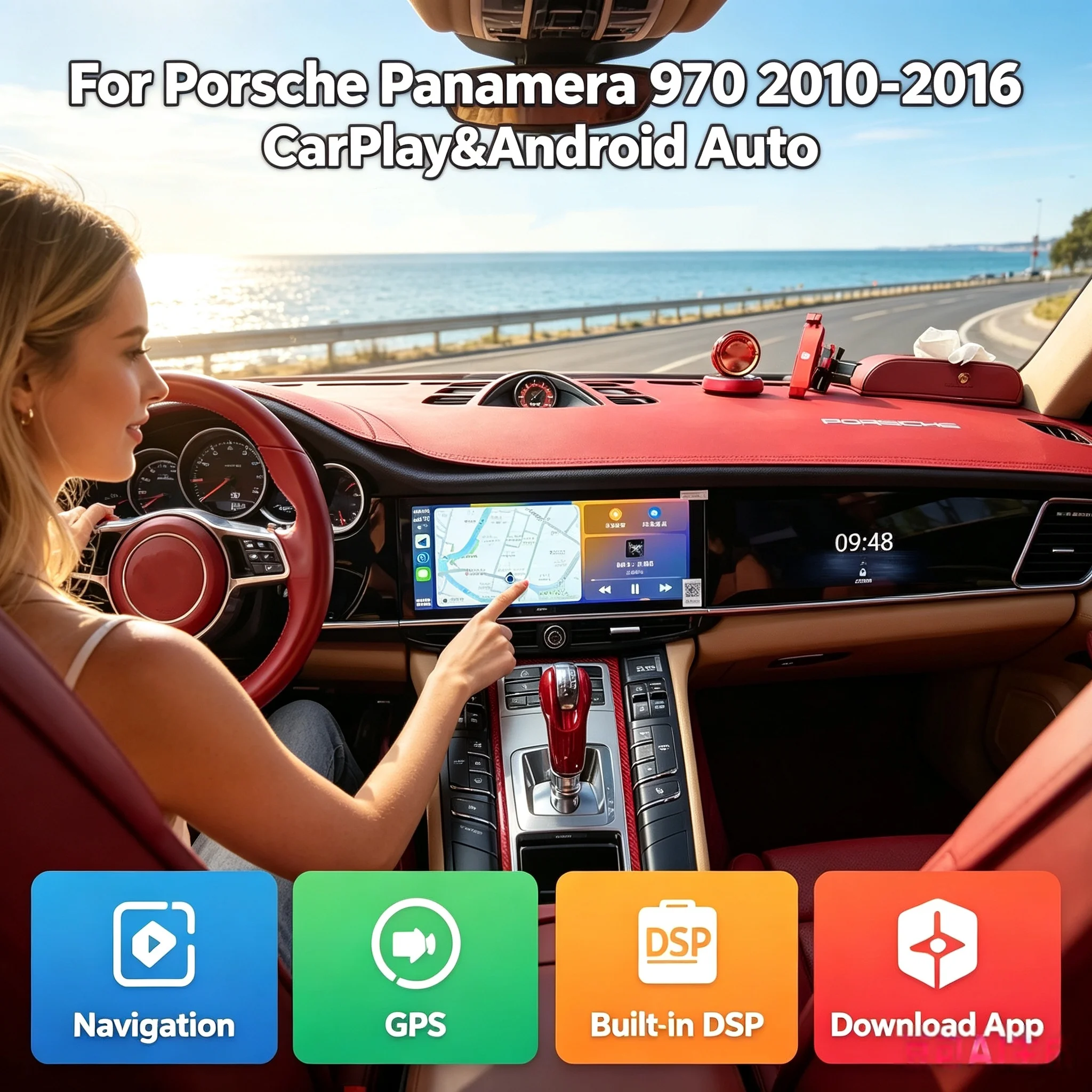 Carplay For Porsche Panamera 970 Upgraded Interactive Dual Screen 12.3 Inch + 11.4 Inch 8+128 Android Multimedia Video Player