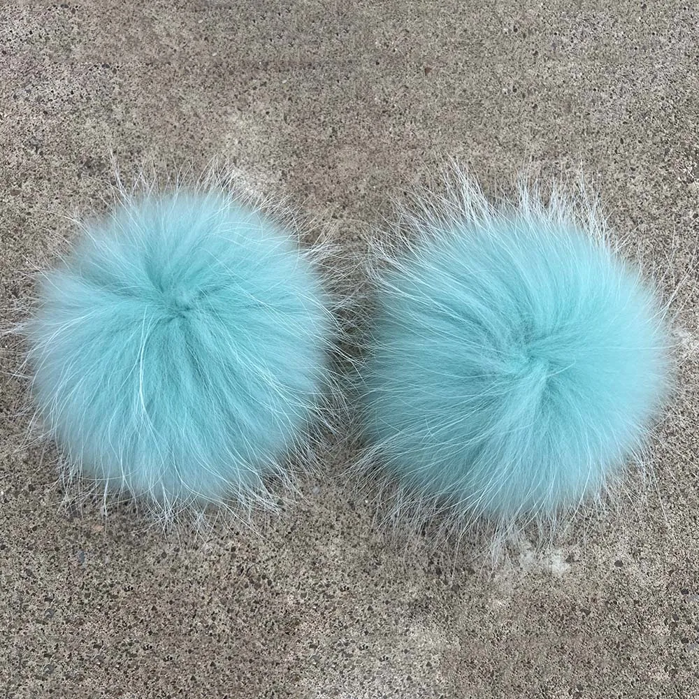 2 pezzi soffici vera pelliccia di procione pompon con bottoni automatici pelliccia fai da te pom pom palline pompon di pelliccia per cappelli lavorati a maglia sciarpe accessori