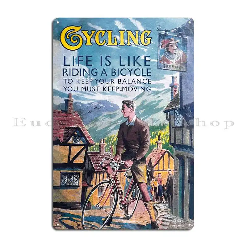 Retro 1950s Style Cycling Motivational Art Metal Sign Cinema Designer Mural Pub Design Tin Sign Poster