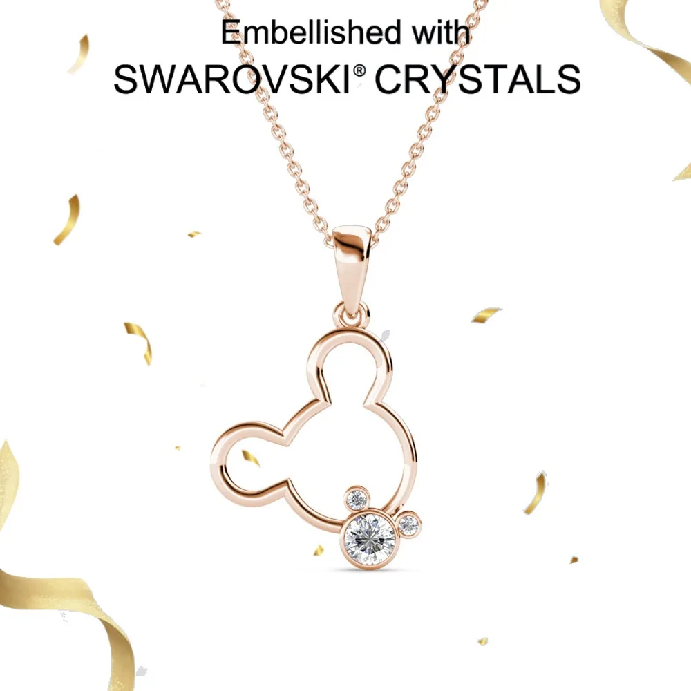 

Daisini, ожерелье с подвеской из стерлингового серебра 925 пробы с двойной мышью, украшенное кристаллами Сваровски, нежные женские ювелирные изделия, подарки