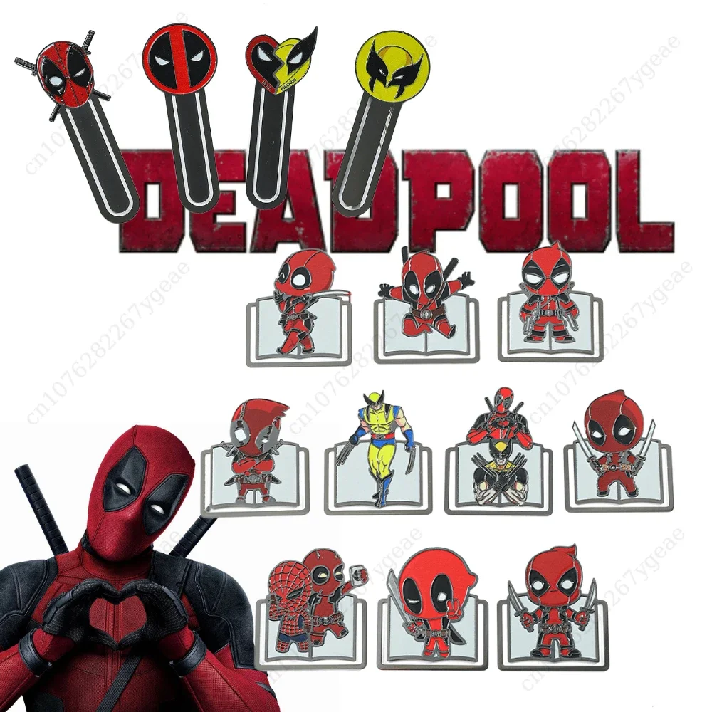 

Deadpool & Wolverine Bookmarks for Books New Marvels Movie Anime Book Marks Kids Stationery School Supplies Label Children Gift