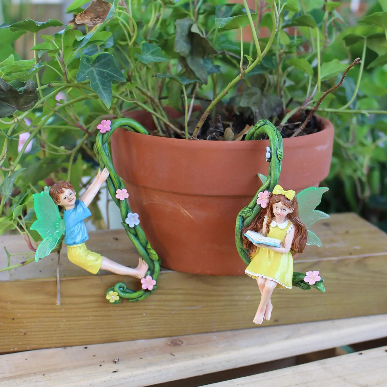

2 шт. Декоративные подставки для цветочных горшков в виде летящих ангелов, универсальные украшения для сада, дома, веранды, улицы и рабочего стола