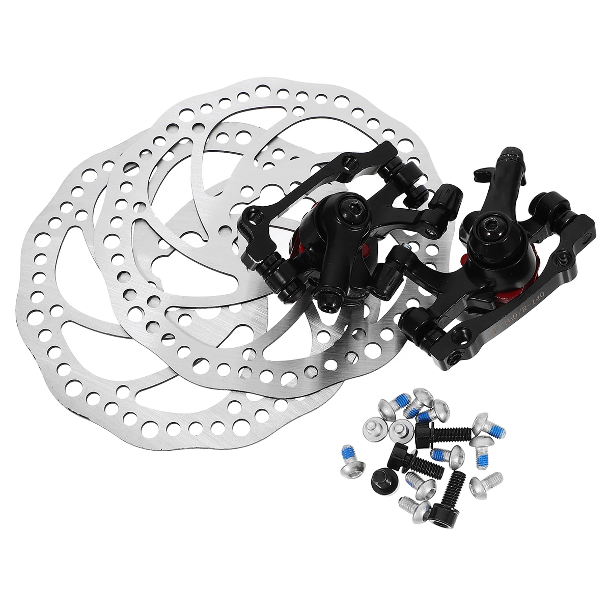 

Mechanical Disc Brake Set 160mm Silver Aluminum Front Rear Rotor Caliper Kit for Mountain Bike Bicycle Fits Most Applications