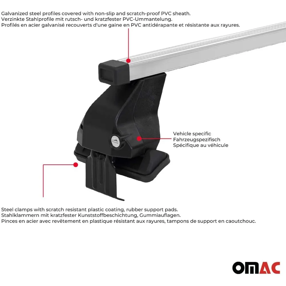 Glatte Dachträger, Querträger für Ford Fusion Sedan 2013–2020, grau, 2 Stück, Diebstahlschutz für Reisen, Kajak, Kanu, Surfen, Ski, Snowb