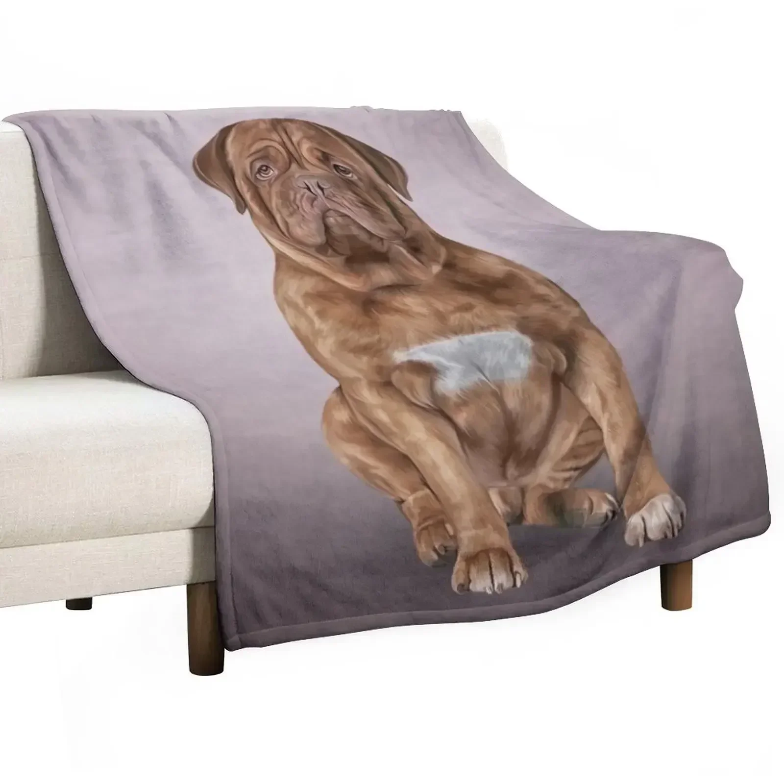 Drawing dog Dogue de Bordeaux Throw Blanket For Decorative Sofa Personalized Gift Blankets