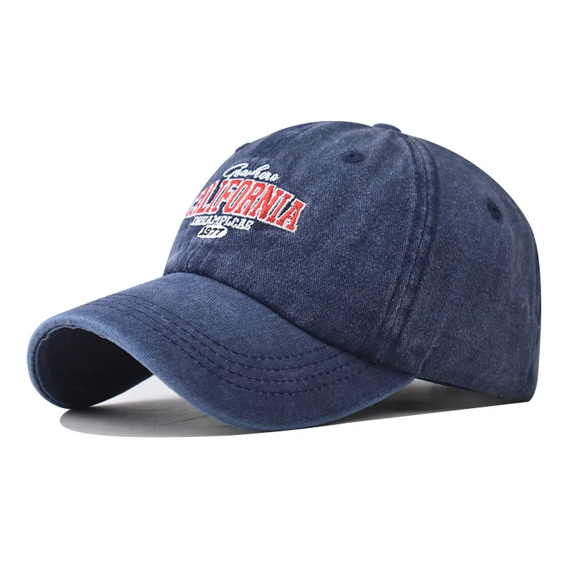 

New Cotton Washed Vintage Large California Baseball Cap Unisex Personality Color Block Embroidery Duckbill